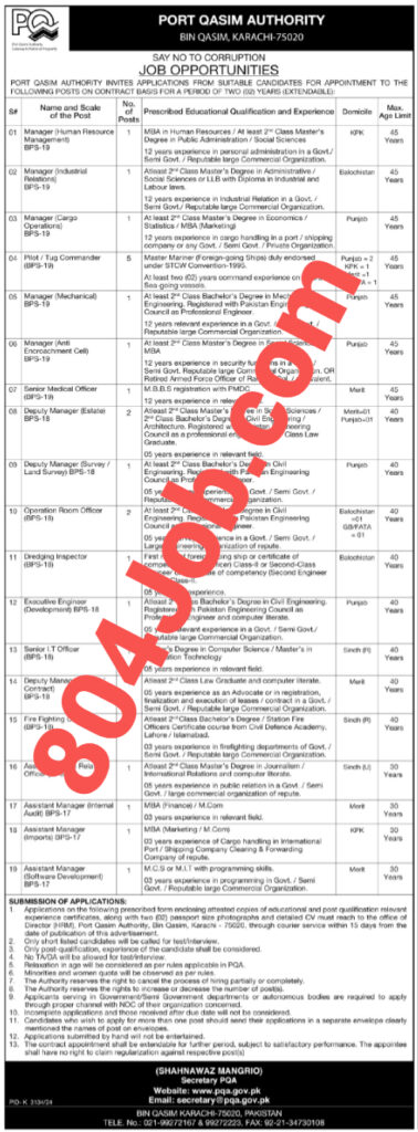 Port Qasim Authority Jobs 2025 Advertisement (Official Image)